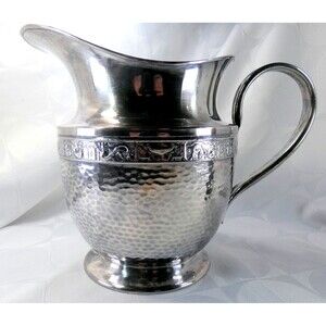 Lionara Early 20th Century Silver Plated Water Pitcher Ornate Greek Motif